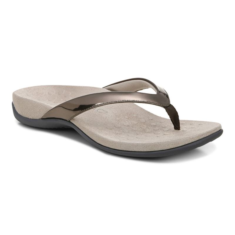 Vionic Women's Dillon Toe Post Sandal - Pewter - Click Image to Close