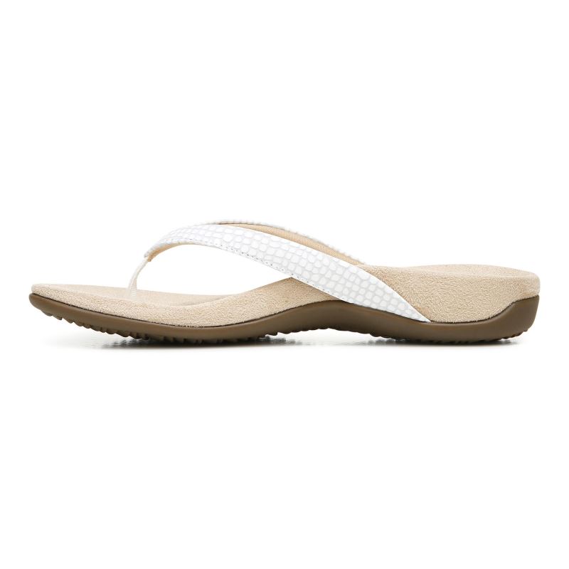 Vionic Women's Dillon Toe Post Sandal - White Lizard