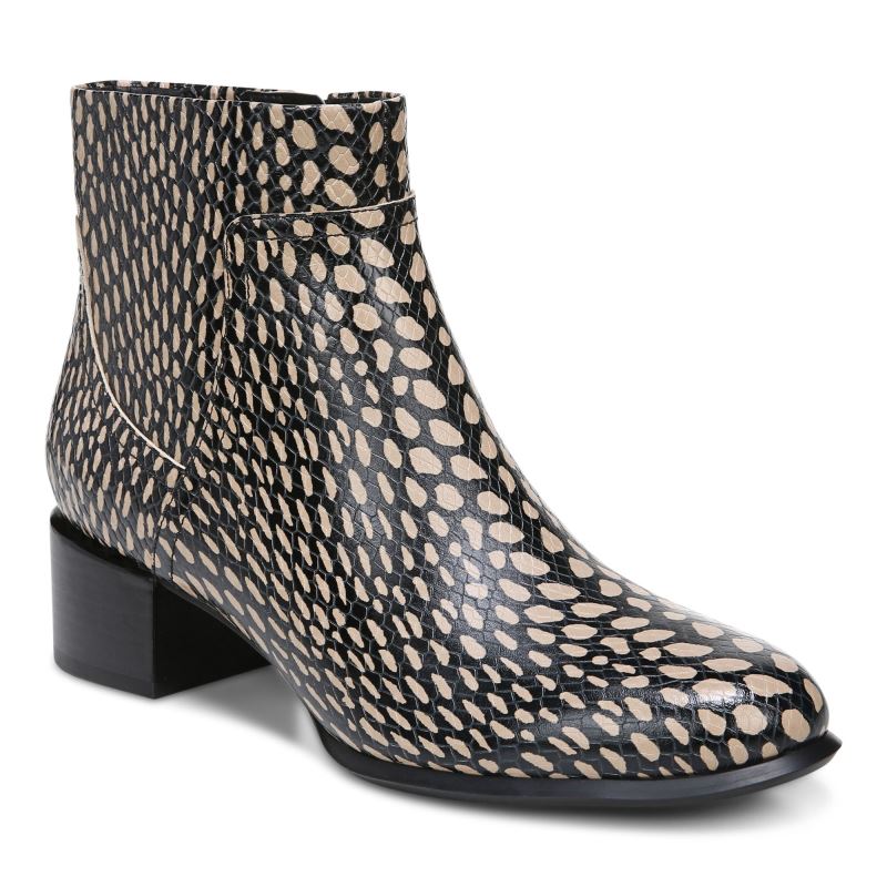 Vionic Women's Kamryn Ankle Boot - Black With Spots