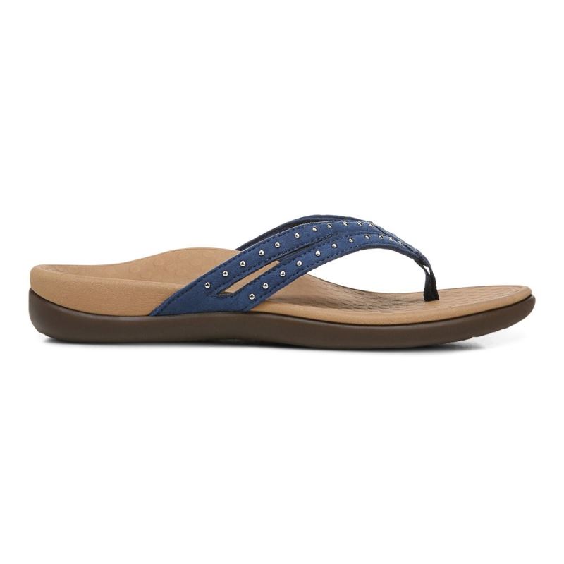 Vionic Women's Tasha Toe Post Sandal - Dark Blue