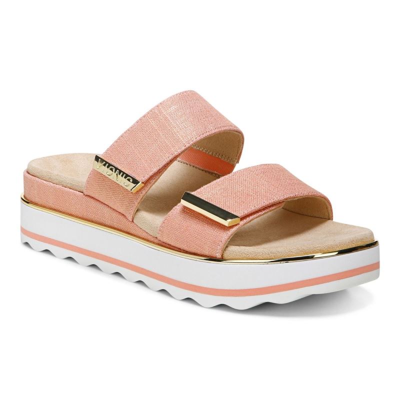 Vionic Women's Brandie Flatform Sandal - Papaya Linen